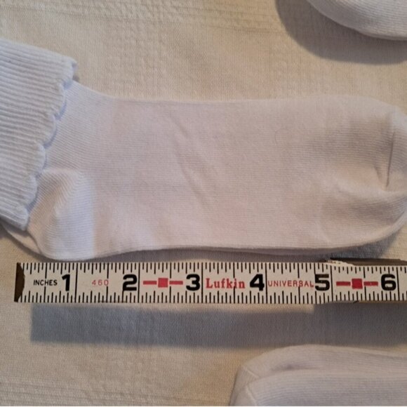 Girls white dressy socks 3 pairs heel to toe 6" lots of stretch, New - Picture 2 of 4